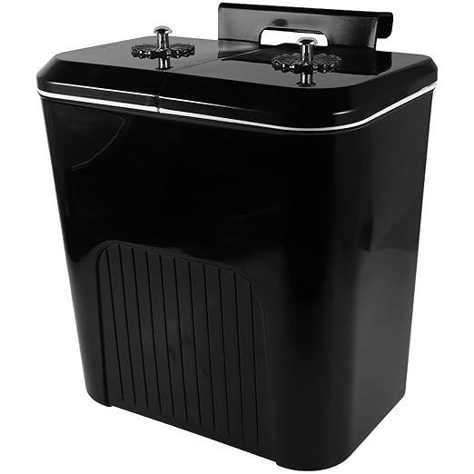 BESTOYARD Kitchen Trash Can Dual Compartment 9l Black Plastic Waste Basket with Lid for Bathroom Cabinet Hanging Compost and Recycling Bin Indoor Home Use