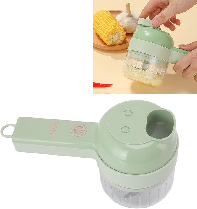 Electric Vegetable Chopper, Portable Garlic Chopper, Handheld USB Charging Food Processor, Open Feeding Port Electric Cutter Grater with Stainless Steel Blade, Convenient and Compact
