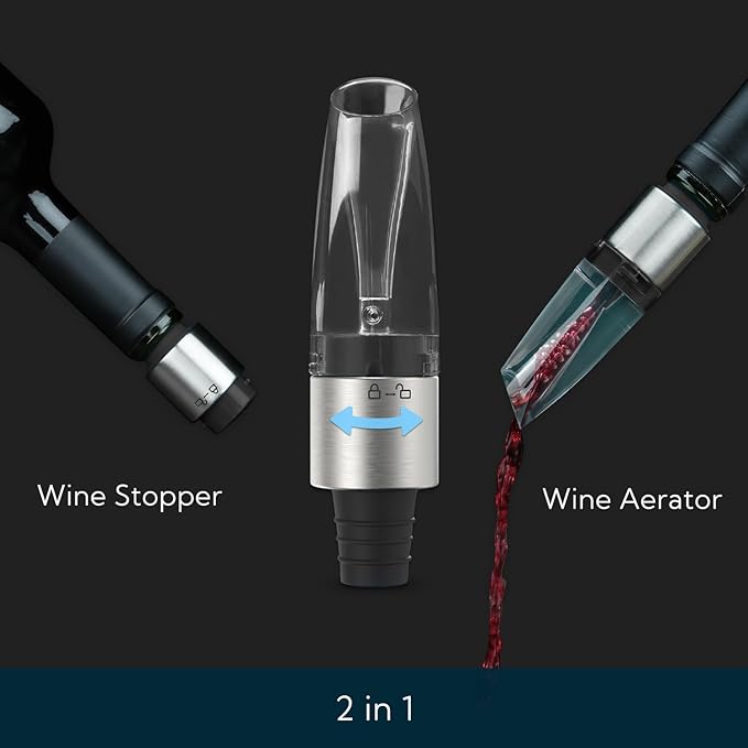 KITCHENDAO 2-in-1 Wine Aerator and Magnetic Wine Stopper
