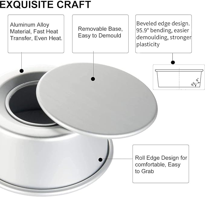 EXGOX 2 Pack 8-Inch Non-Stick Deep Aluminum Round Cake Pan with Removable Bottom for Wedding/Birthday/Christmas Cake Baking Round Cake Tin Set with Loose Base (4 inch)
