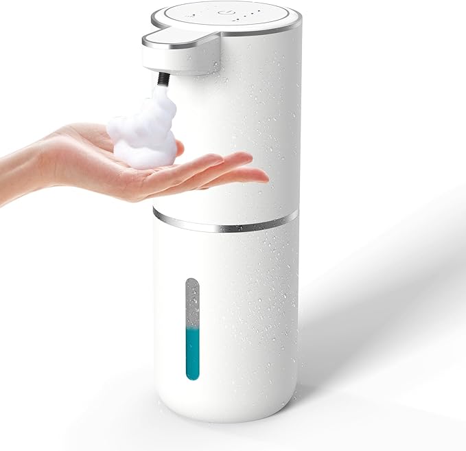 Automatic Soap Dispenser – Touchless Foaming Soap Dispenser 400ml USB Rechargeable Dispenser Electric Wall Mounted 4levels Adjustable Foam Dish Soap Pump for Bathroom Kitchen