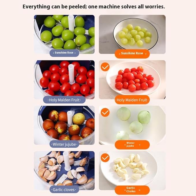 Automatic Fruit and Vegetable Peeler Machine – Electric Grape, Garlic & Tomato Peeler, Peel Fruit Machine for Kitchen, Rechargeable Wireless, Easy Clean(Blue)