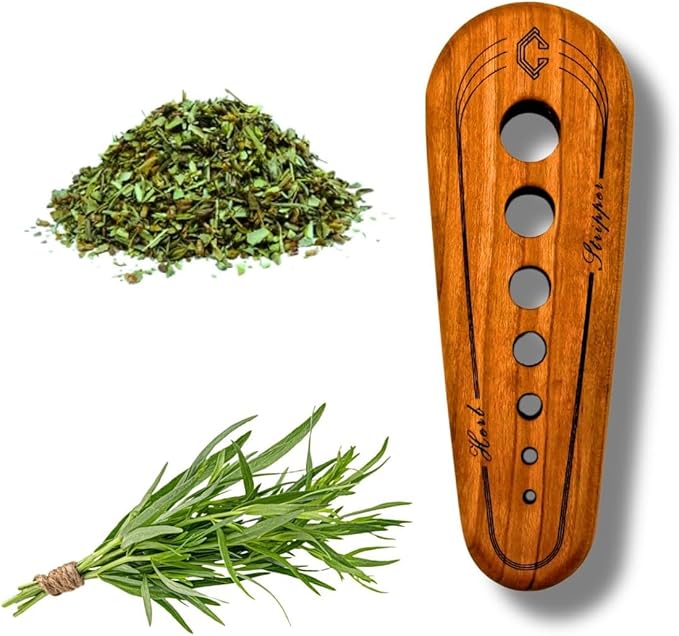 Handmade Cherry Hardwood Herb Stripper – Multi-Size Holes for Rosemary, Thyme, Oregano – Artisanal Kitchen Tool from Central Kentucky Woodshop, Food-Safe Finish