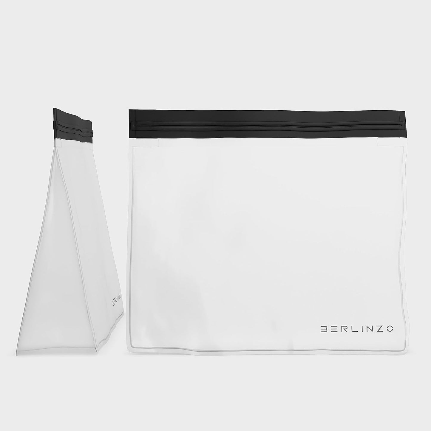 BERLINZO Reusable Ice Storage Bag - Freezer Safe Leak Proof Silicone and Plastic-Free Lunch Bag for Ice and Food Storage - BPA-Free - 2 Pack
