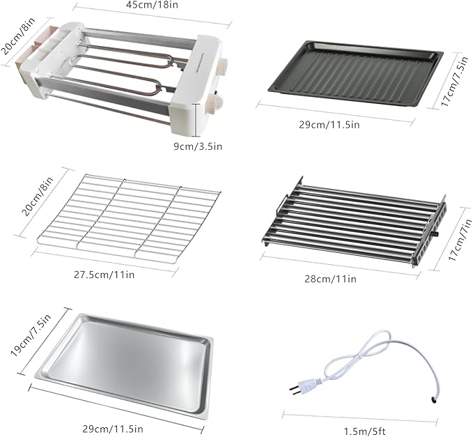 Hot Dog Roller, 3 in 1 Hot Dog Machine 6 Rollers, 3-Speed Control Hotdog Roller Grill 5ft Cord, Non-Stick Removable Grilling & BBQ Plates, for Family Gatherings & Outdoor BBQ