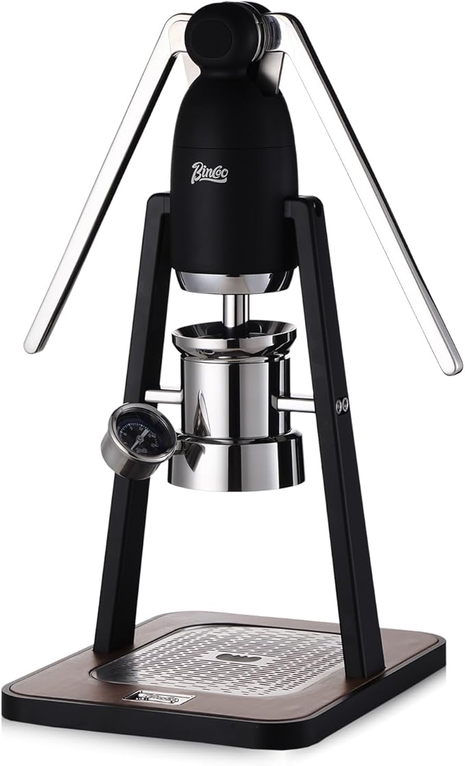 Manual Espresso Maker Set - Hand Press Espresso Machine – 12Bar Pressure Profiling, Dual-Lever Manual Coffee Maker with Pre-Infusion, Portable for Custom Espresso Shots, Stainless Steel (Black)