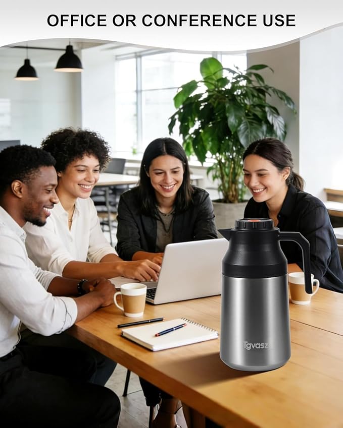 Thermal Coffee Carafe Insulated Stainless Steel Coffee Carafe for Hot Liquid Vacuum Thermal Pot Creamer Pitcher Dispenser Keeping Hot Water Milk (silver68 oz)