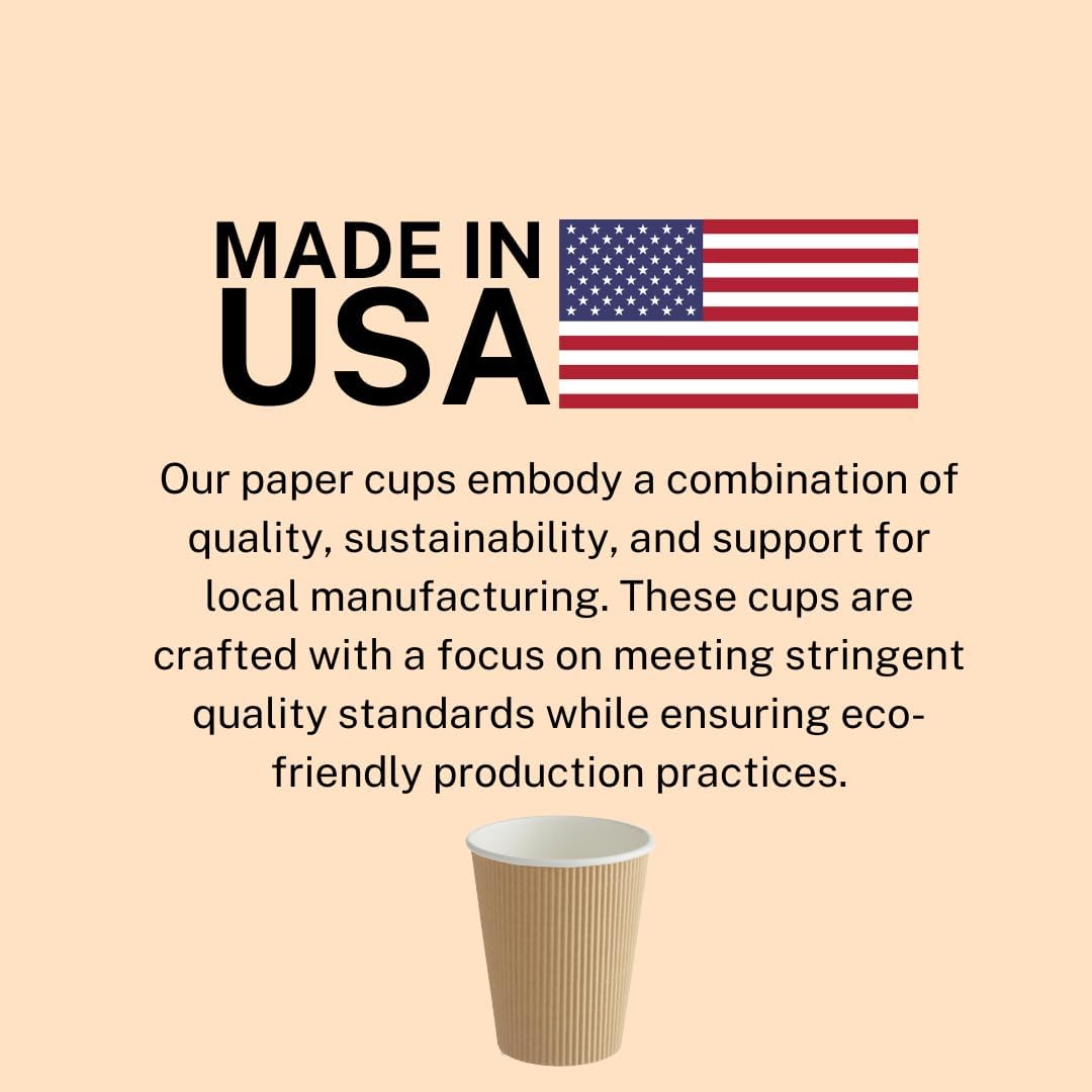 Ripple Paper Cups 8 oz 500 Pack for Coffee & Tea Made in USA | Bulk for Home, Office, Restaurants & Coffee Shops | Recyclable, Insulated, & Disposable To-Go Cups for Hot Beverages (8 oz - 500 count)