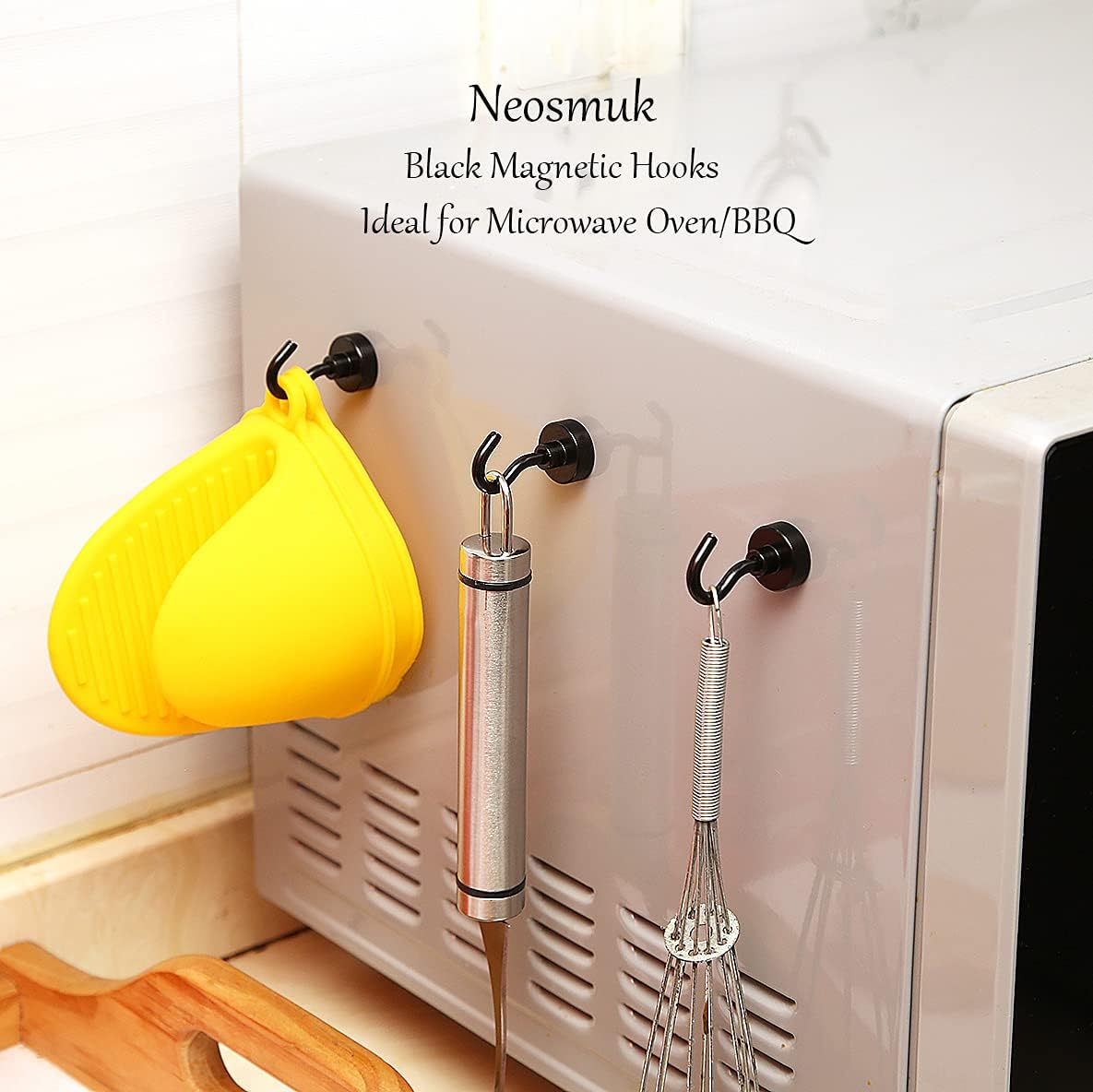 Neosmuk Magnetic Hooks for Cruise Cabins, Heavy Duty 30lb Strong Magnet Hook, Cruise Ship Essentials for Hanging, Metal Wall Refrigerator Hangers (Black, 10 Pack)
