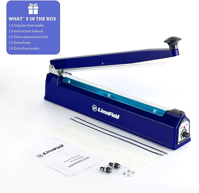 Sealer Pro - 8 inch Impulse Heat Sealer - 2mm Sealing Width - Manual Heat Sealer Machine for All Bags - Most Heavy Duty for Strong, Secure Sealing for Long Term Food Storage, Deep Blue