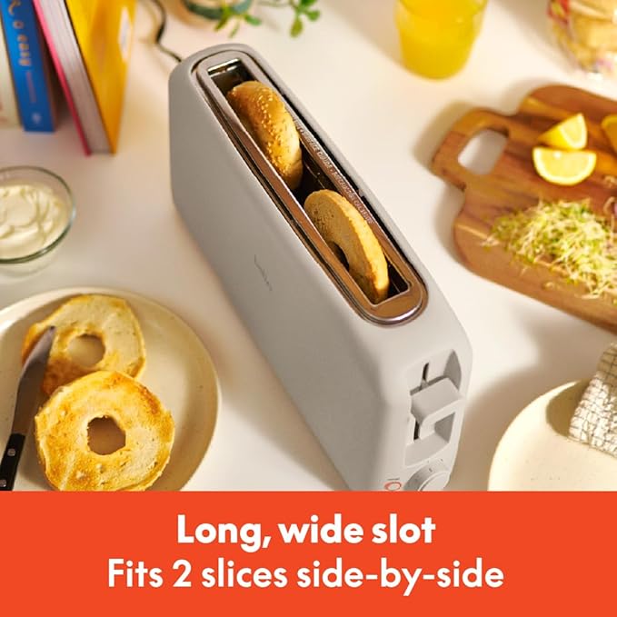 bella 2 Slice Slim Toaster,Fits-anywhere™ Kitchenware,6 Setting Shade Control with Reheat & Cancel Buttons,Fits sourdough,10” Long Slot,Anti Jam & Auto Shutoff,900 Watt,Oatmilk,(Pack of 6)