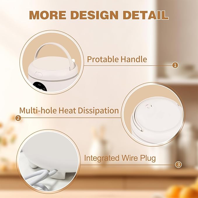 Small Rice Cooker, 2-Cups Uncooked/4-Cups Cooked with Handle, 6 Intelligent Cooking Modes for White Rice, Quinoa, Oatmeal - with Nonstick Inner Pot, Measuring Cup & Serving Spoon, 1.6L Capacity