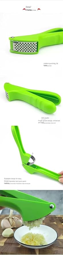 Garlic Press Dicer Wheel, Plastic Garlic Masher, Simple Household Manual Kitchen Tool with Garlic Press Box (rectangle)