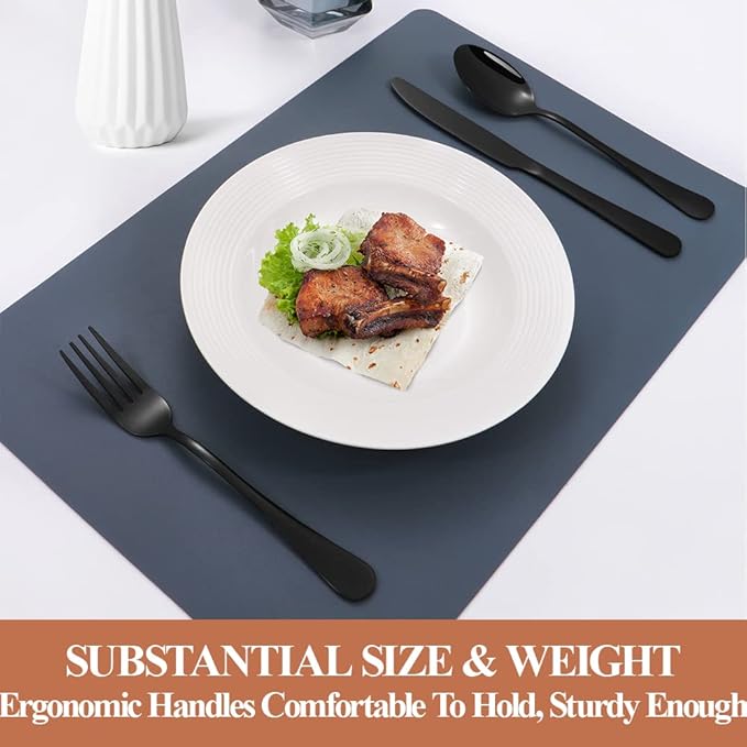Lazycorner 20 Pcs Black Silverware Set for 4, Mirror Polished Flatware Set Stainless Steel Fork Knife Spoon, Food Grade Eating Utensils Sets, Reusable Silverwear Cutlery Set, Dishwasher Safe