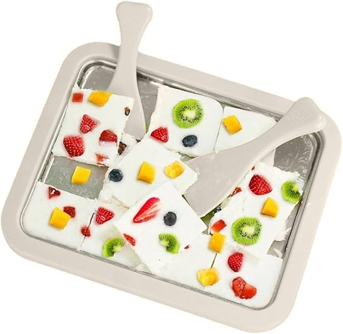 Rolled Ice Cream Maker, Frozen Yoghurt Plate Ice Cream Maker Machine, Soft Serve Slushies Gelato Pan and Roll, for Home DIY Ice Yogurt Sorbet