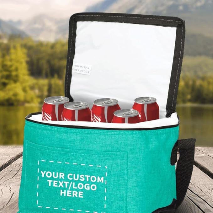 Custom Insulated Cooler Lunch Bag Set of 10, Personalized Bulk Pack - Perfect for Work, Travel, Outdoor Events - Mint