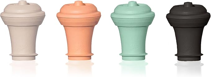 Vacu Vin Wine Saver Loop - Designed and Made in the Netherlands - Vacuum Wine Stopper Keeps Your Wine Fresh for up to 10 Days - Reusable, Made with 98% Recycled Material - 1 Pump, 5 Stoppers, Jade