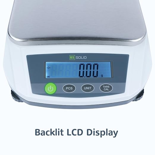 U.S. Solid Precision Balance, 5000g/11 lbs x 0.01g Digital Analytical Scale, Piece Counting, g/ct/oz/lb, 7.5" x 5.5" Rectangular Weighing Pan, Kitchen, Jewelry, Scientific Lab Use, AC 100V-240V