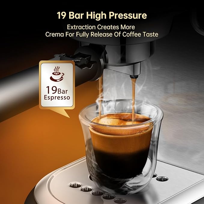 Semi-auto Stainless Steel Household Coffee Machine 19 Capsules Superfine Capsule Powder Coffee Machine Cappuccino and Espresso H11 (Color : H11 Jug Mat Tamper, Size : CHINA_UK)