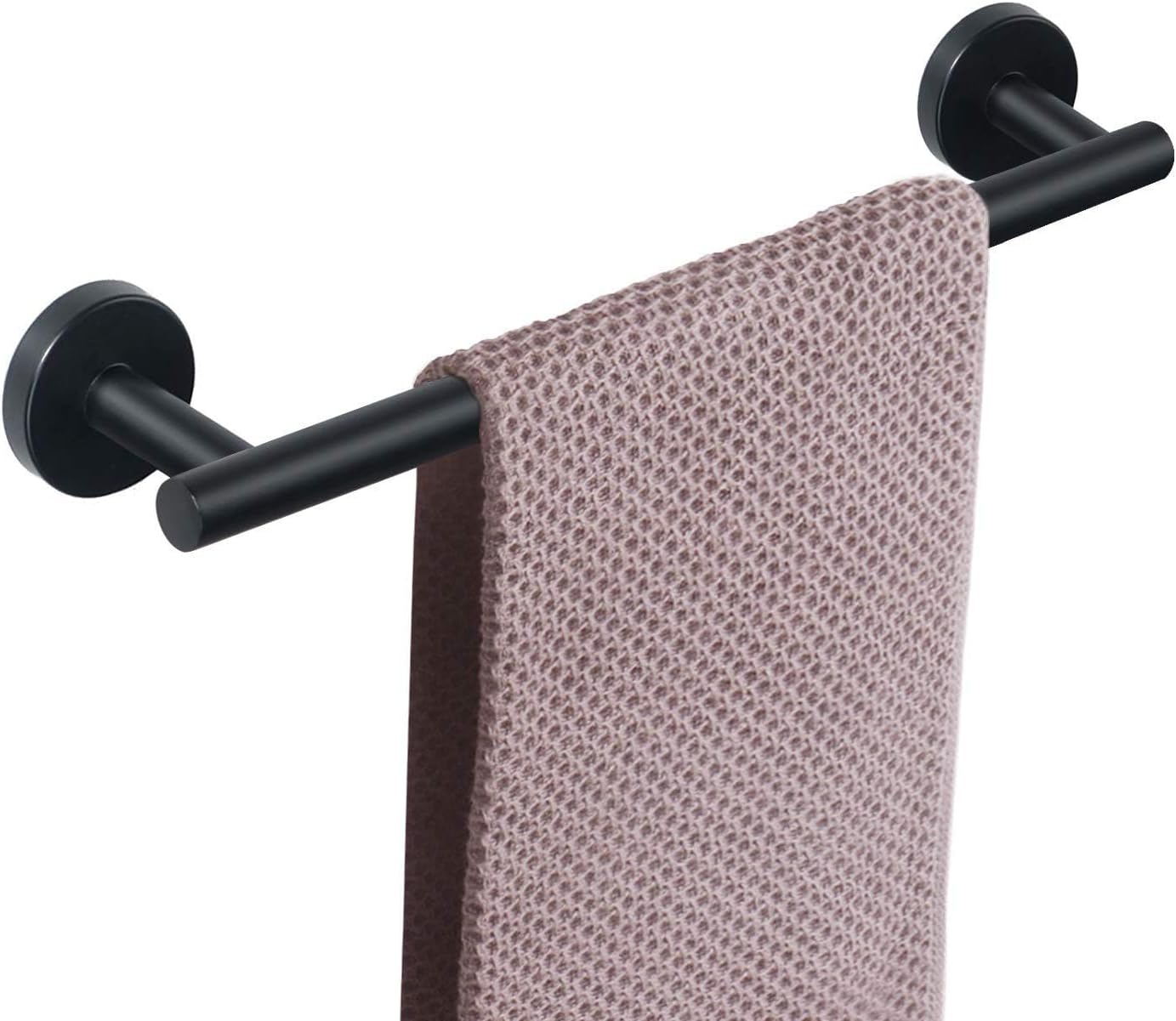 NearMoon Bath Towel Bar, Bath Accessories Thicken Stainless Steel Shower Towel Rack for Bathroom, Towel Holder Wall Mounted (1 Pack, Matte Black, 16 Inch)