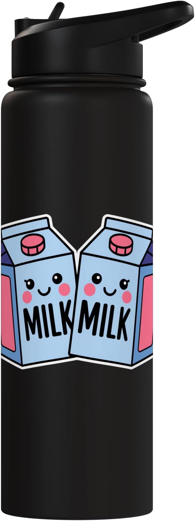 Milk Carton Kawaii Cute Smiling Milk Stainless Steel Insulated Water Bottle