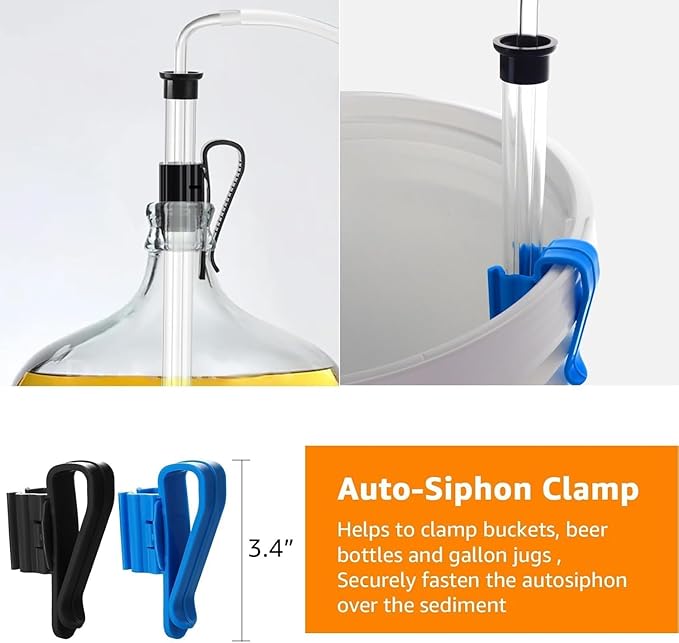 3/8" Auto Siphon 2 Pcs Racking Canes Beer Bottle Siphon Pump Hand Pump Siphon for Gallon Jugs, Wine, Beer, Mead, or Kombucha with 5Ft Food Grade Silicone Hose Fermentation Kit Wine Making Supplies