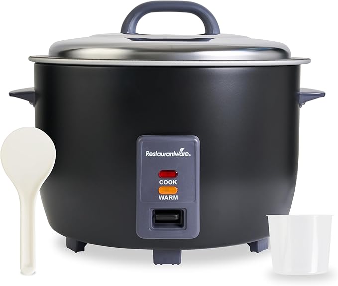 Restaurantware Commercial Rice Cooker 60 Cup Heavy-Duty Steel Industrial Rice Warmer With Nonstick Interior Black Ideal For Catering And Buffet Use