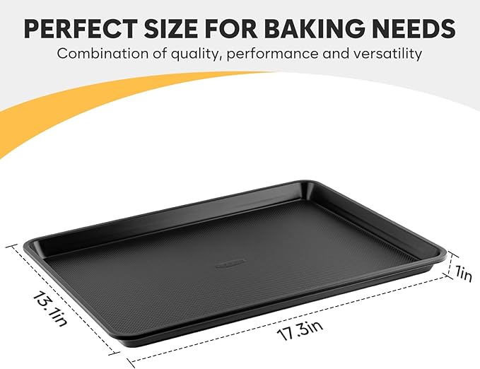 Half Sheet Pan 17.3” x 13.1”, Cookie Sheets for Baking 0.8mm Thick Non Stick Baking Sheets for Oven Heavy Duty Baking Trays