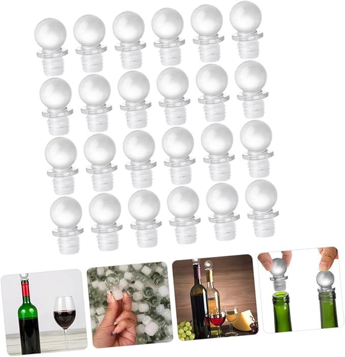 24pcs Glass Ball Wine Stopper Aroma Container Stoppers for Tasting Party Supplies