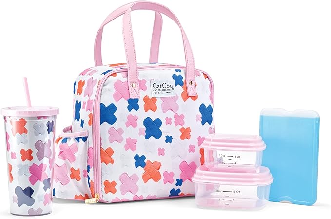 Fit & Fresh Lunch Bag For Women, Insulated Womens Lunch Bag For Work, Leakproof & Stain-Resistant Large Lunch Box For Women With Containers, Tumbler and Ice Pack, Zipper Closure Wichita Bag X Spot