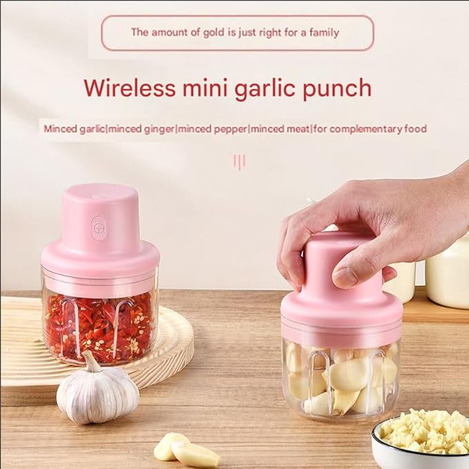 Wireless Food Chopper,Electric Garlic Chopper Cordless With Container For Onion, Garlic,Chili,Fruit,Meat, Rechargeable Kitchen Gadget (8.8 OZ)