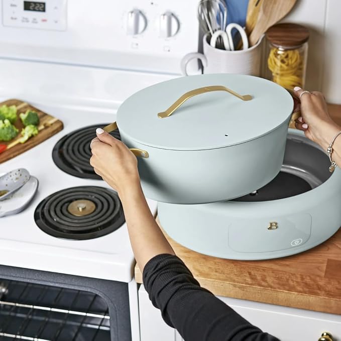 10-in-1 Electric Multi-Cooker, 6 Quart Programmable Cooking Pot with Digital Display, Nonstick Interior, One-Touch Controls, Multi-Function Kitchen Appliance (Hydrangea)