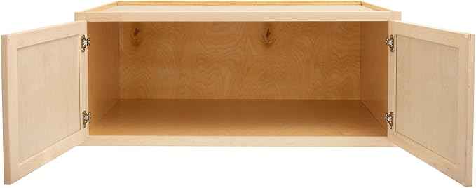 Quicklock RTA (Ready-to-Assemble) 42" Tall Wall Kitchen Cabinets - Shaker Style | 100% Hardwood | Made in America | Soft Close Hardware (Raw Maple, 12" D x 36" W x 24" H)