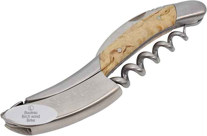 Laguiole En Aubrac Sommelier Waiter's Corkscrew, Birchwood Handle, Wine Opener With Foil Cutter & Bottle Opener, Brushed Bolster