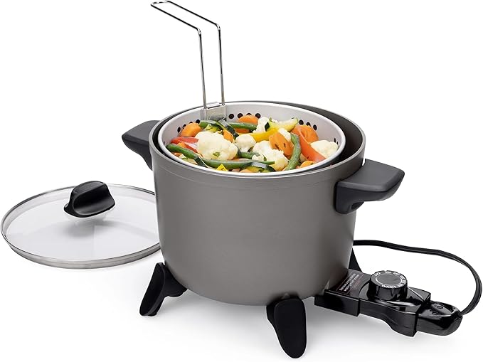 Electric Kitchen Kettle Multi-Cooker - Non-Stick Electric Deep Fryer for Home Kitchen
