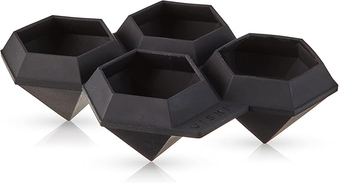 Viski Tray Extra Large Diamond Mold, Craft Ice for Cocktails, Bar Accessories, Set of 1, Makes 4 XL Cubes, Black