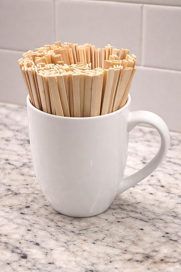 Coffee Stirrers, Bamboo Wood, Splinter-Free; Wooden Stir Sticks for Hot Chocolate, Coffee, Tea Etc, Drink Stirrer Bulk Package, Restaurant Supply, Coffee Bar, Cafe (500 Pack)