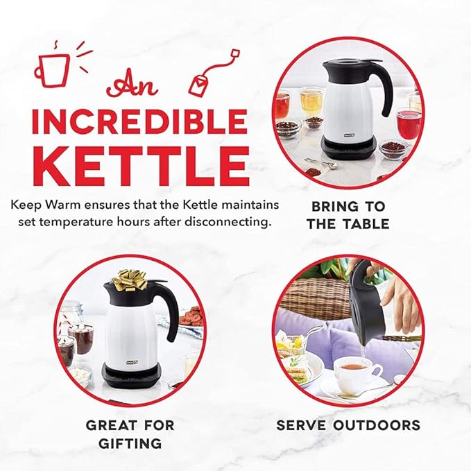 Dash Insulated Electric Kettle, Cordless Hot Water Kettle - Matte White, 57oz/1.7L