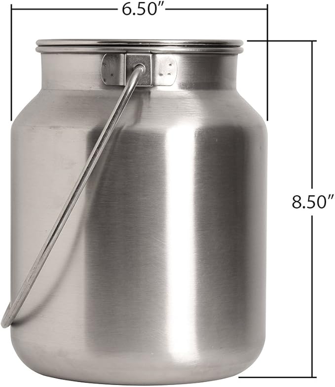 Lindy's Stainless Steel Seamless 1-Gallon Milk Jug, Milk Can, Milk Pail, Anti-Leak Liquid Storage Container with Tight Lid and Long Swivel Handle