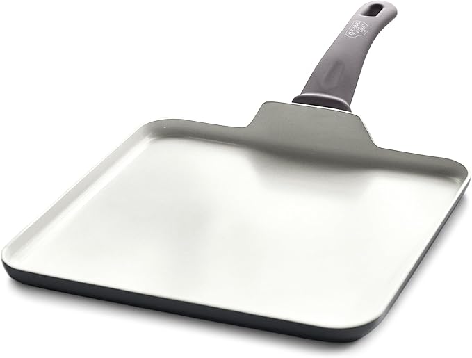 GreenLife Soft Grip Healthy Ceramic Nonstick, 11" Griddle Pan, PFAS-Free, Dishwasher Safe, Gray