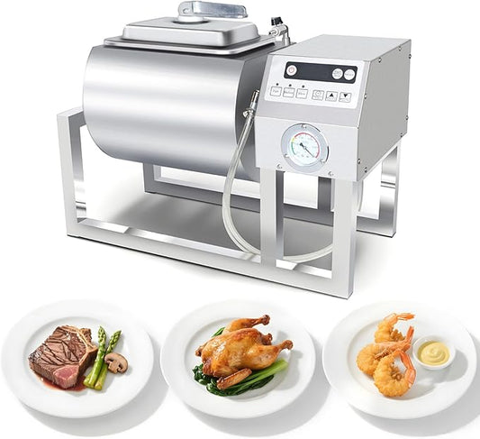 Hakka Meat Tumbler Marinator, 36lb/18L Vacuum Tumbler Marinating Machine for Jerky Sausage Bacon Stainless Steel Food-Grade Tumbling Marinator w/Bidirectional Rotation & 3-Speed Control