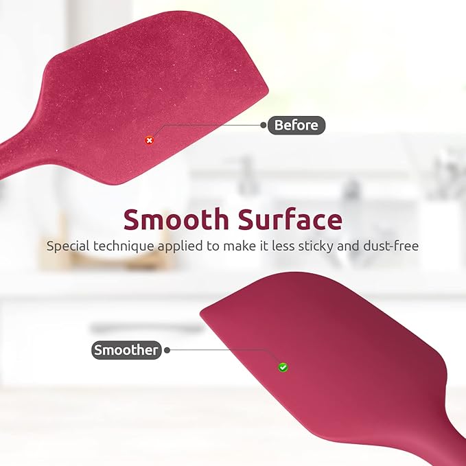 U-Taste 11.38" Silicone Baking Spatula: 480ºF Heat Resistant Food Grade Flexible Rubber Kitchen Bowl Scraper, Seamless Pastry Spreader for Mixing Stirring Scraping in Nonstick Cookware (Red)