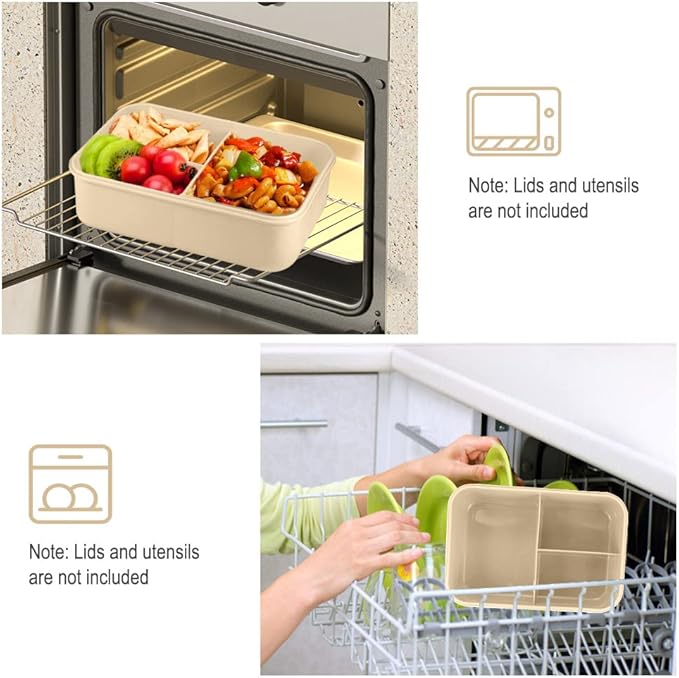 NatraProw Bento Box for Adult, 1200 ML Lunch Containers, LeakProof Lunch Box with Utensils, BPA Free, 3 Compartment Bento Box Microwave Safe, Khaki