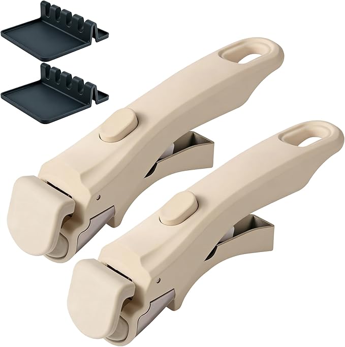 Removable Pot Handle, 2Pcs Universal Pan Handle, Replacement Handle for Pots and Pans, Fits All Cookware, Includes 2Pcs Spoon Rest, Durable & Heat-Resistant, Cream Beige