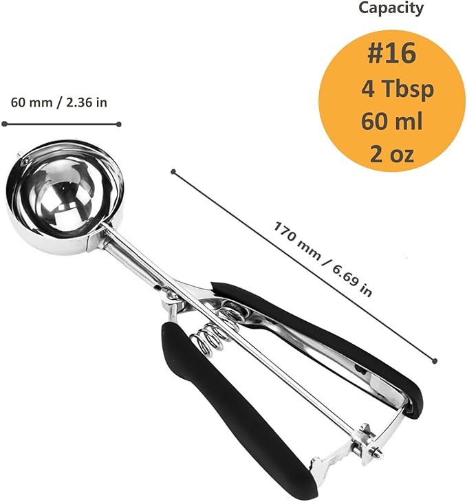 Ice Cream Scoop, Cookie Scoop, 4Tbsp/ 60ml/ 2oz Cookie Scoops for Baking, 18/8 Stainless Steel Cookie Scooper for Baking, Ice Cream Scooper with Trigger Release, Cookie Dough Scoop with Non-slip Grip