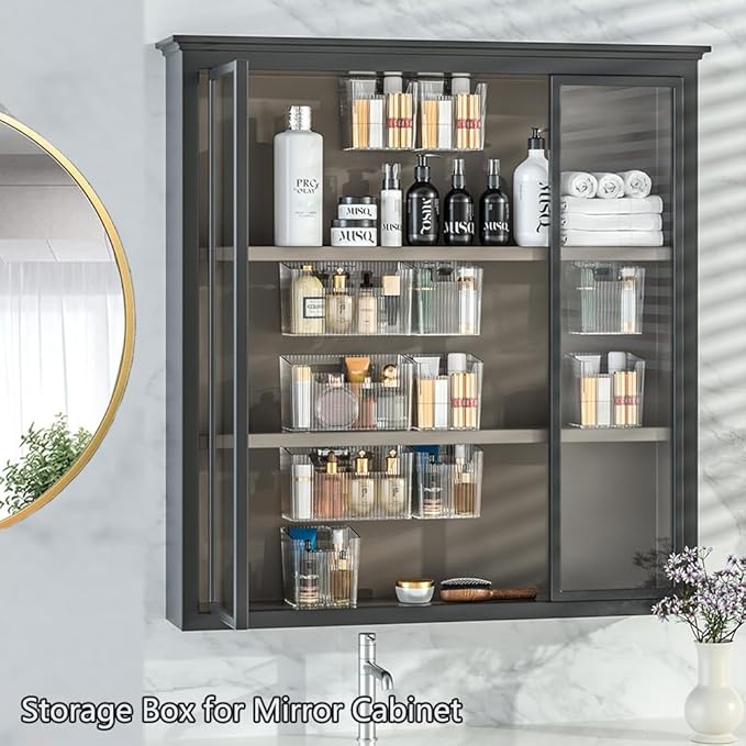 2PCS Cabinet Door Organizer,Self Adhesive Kitchen Cabinet Organizer,Cabinet Door Storage Box for Bathroom/Kitchen/Living room,Storage shelf rv must haves. (transparent)