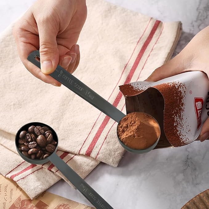3Pcs Coffee Measuring Scoop Spoons, Stainless Steel Coffee Scoop, Long Handle Tablespoon for Measuring Coffee, Milk Powder, Fruit Powder, Tea, Sugar, Grains, Flour and Protein (Black)