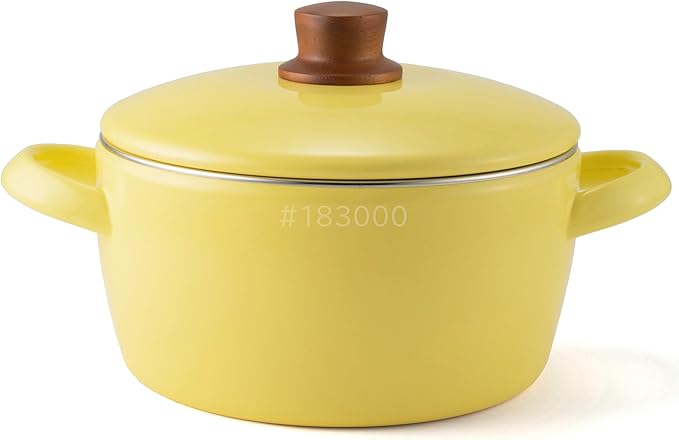 Fuji Hollow NA-20W.BY Two-Handed Pot, 7.9 inches (20 cm), Butter Yellow, IH Compatible, Natural Series