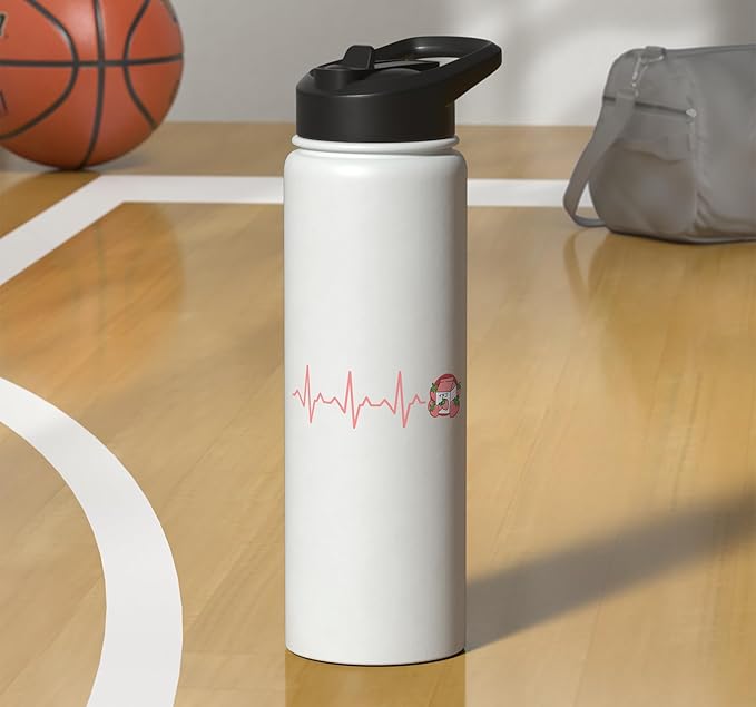 Strawberry Milk Carton Heartbeat Stainless Steel Insulated Water Bottle