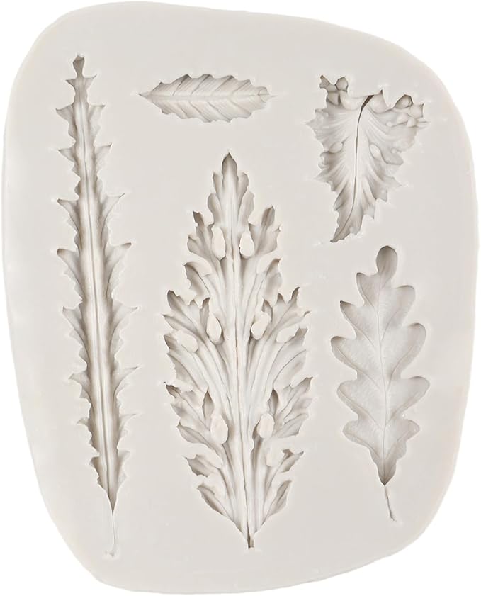 Tropical Leaf Silicone Mold Fern Leaves Fondant Molds For Cake Decoration Cupcake Topper Chocolate Candy Resin Polymer Clay Set of 4